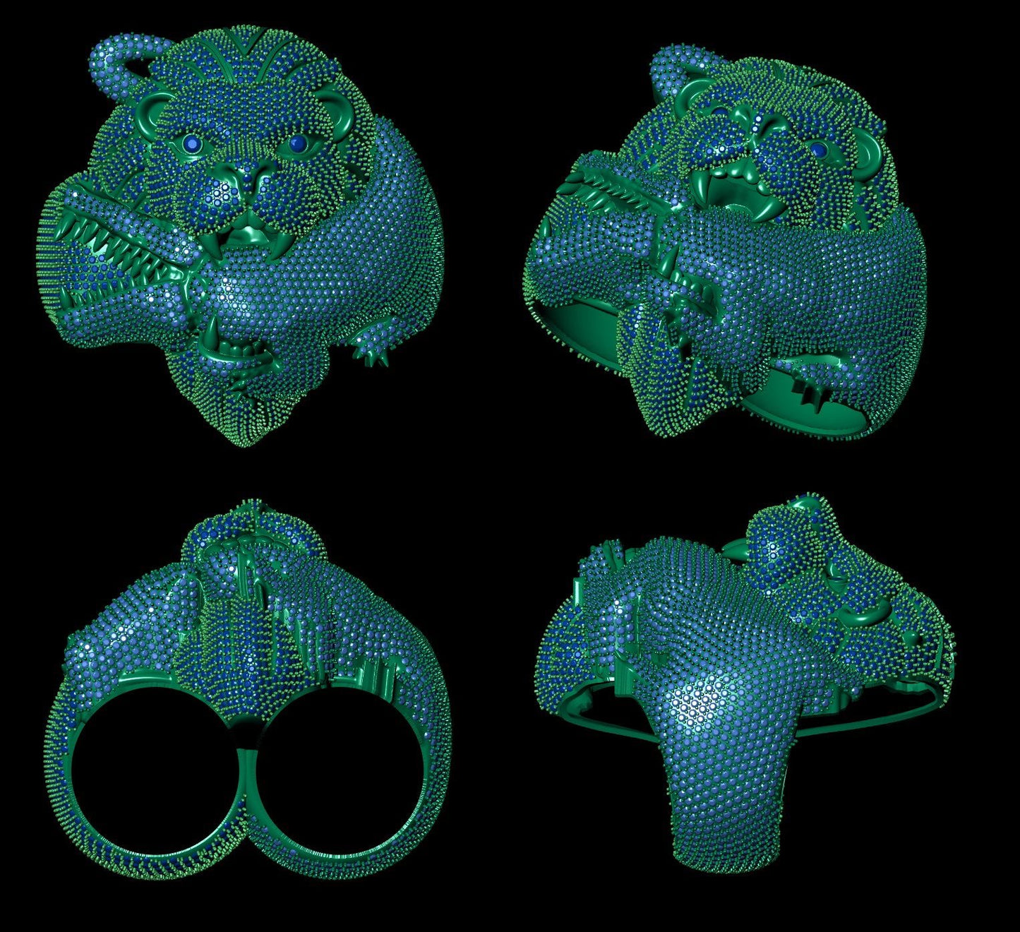 Custom ring lion eatting alligator!