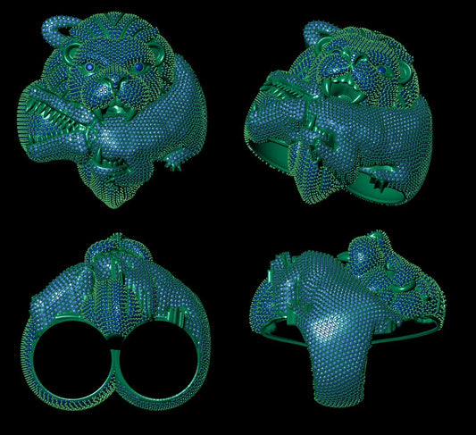 Custom ring lion eatting alligator!