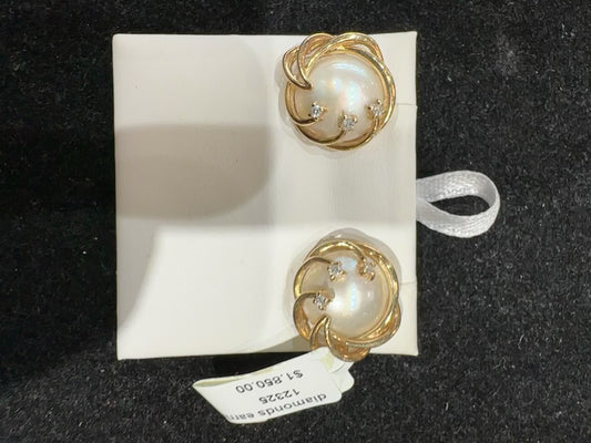 Gold and pearl with white diamonds